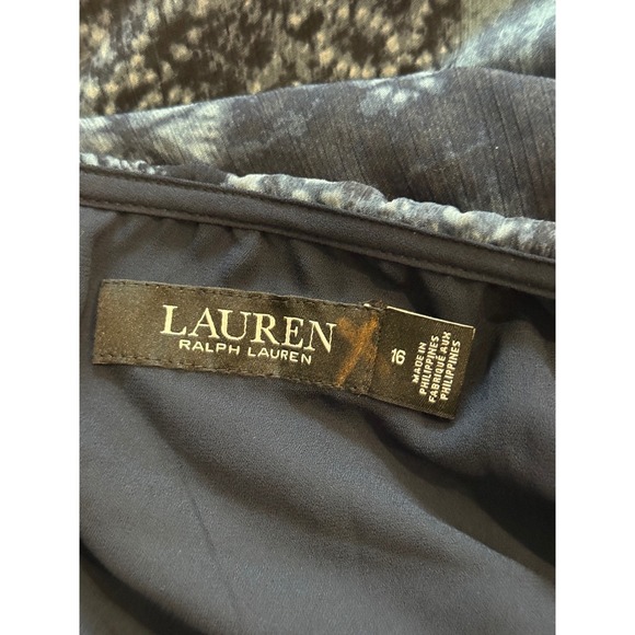 Lauren Ralph Lauren Geo Print Crinkle Georgette Skirt Tiered Maxi Blue 16 Boho - Picture 7 of 7